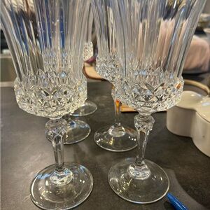 Classic Clear Crystal Champagne Glasses - Set of 5
